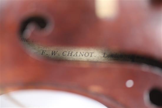 A violin, probably by F.W. Chanot, London 1900, after G. Guarneri